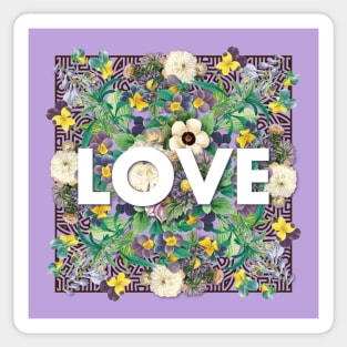 LOVE Purple flowers Sticker